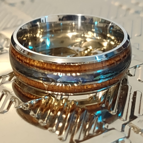 Fire Opal Design Koa Promise Engagement Wedding Ring - Picture 11 of 12